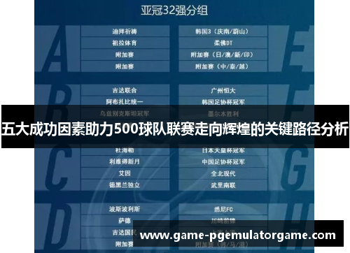 五大成功因素助力500球队联赛走向辉煌的关键路径分析