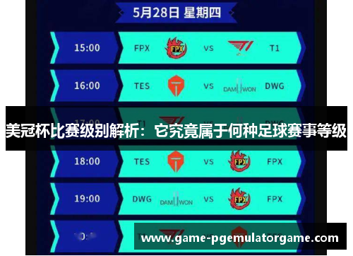 美冠杯比赛级别解析：它究竟属于何种足球赛事等级