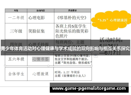 青少年体育活动对心理健康与学术成就的双向影响与相互关系探究